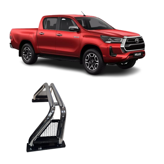 Toyota Hilux Chrome roll bar with mesh 2016+
