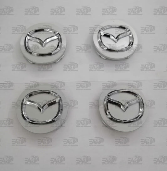 Mazda silver center caps set 55mm