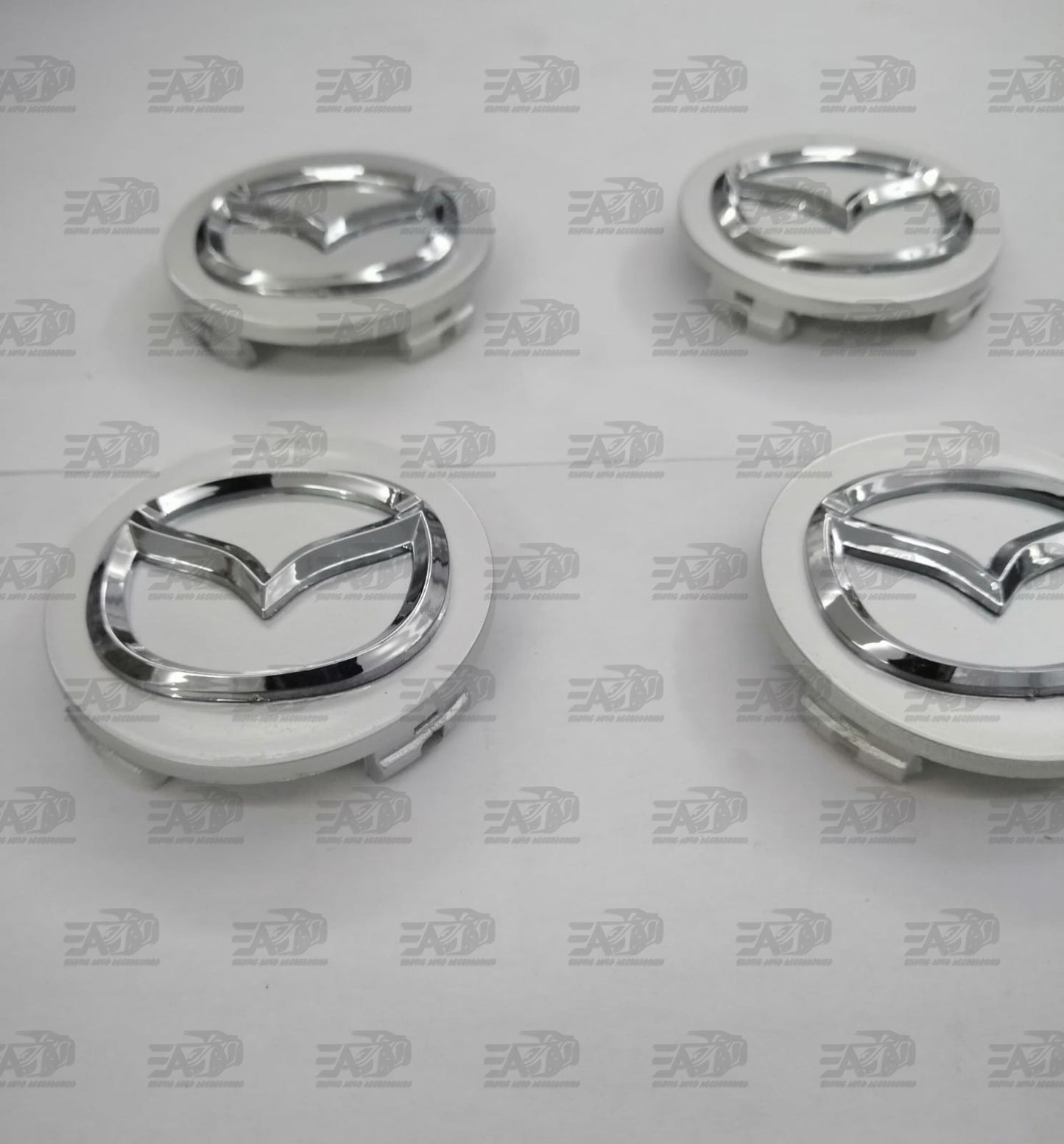 Mazda silver center caps set 55mm