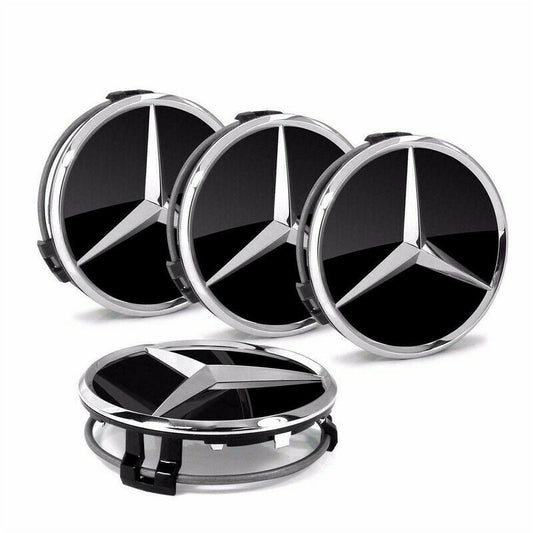 Mercedes-Benz center cap gloss black 1 piece 75mm