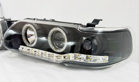Toyota Tazz headlight set Black LEDs+xenons