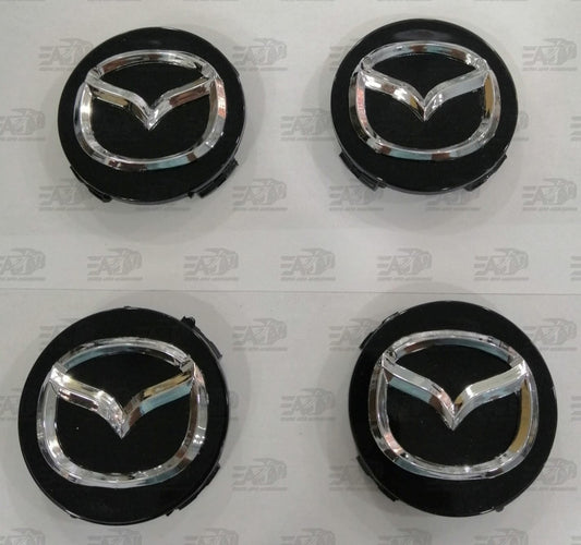 Mazda gloss black center cap set 58mm