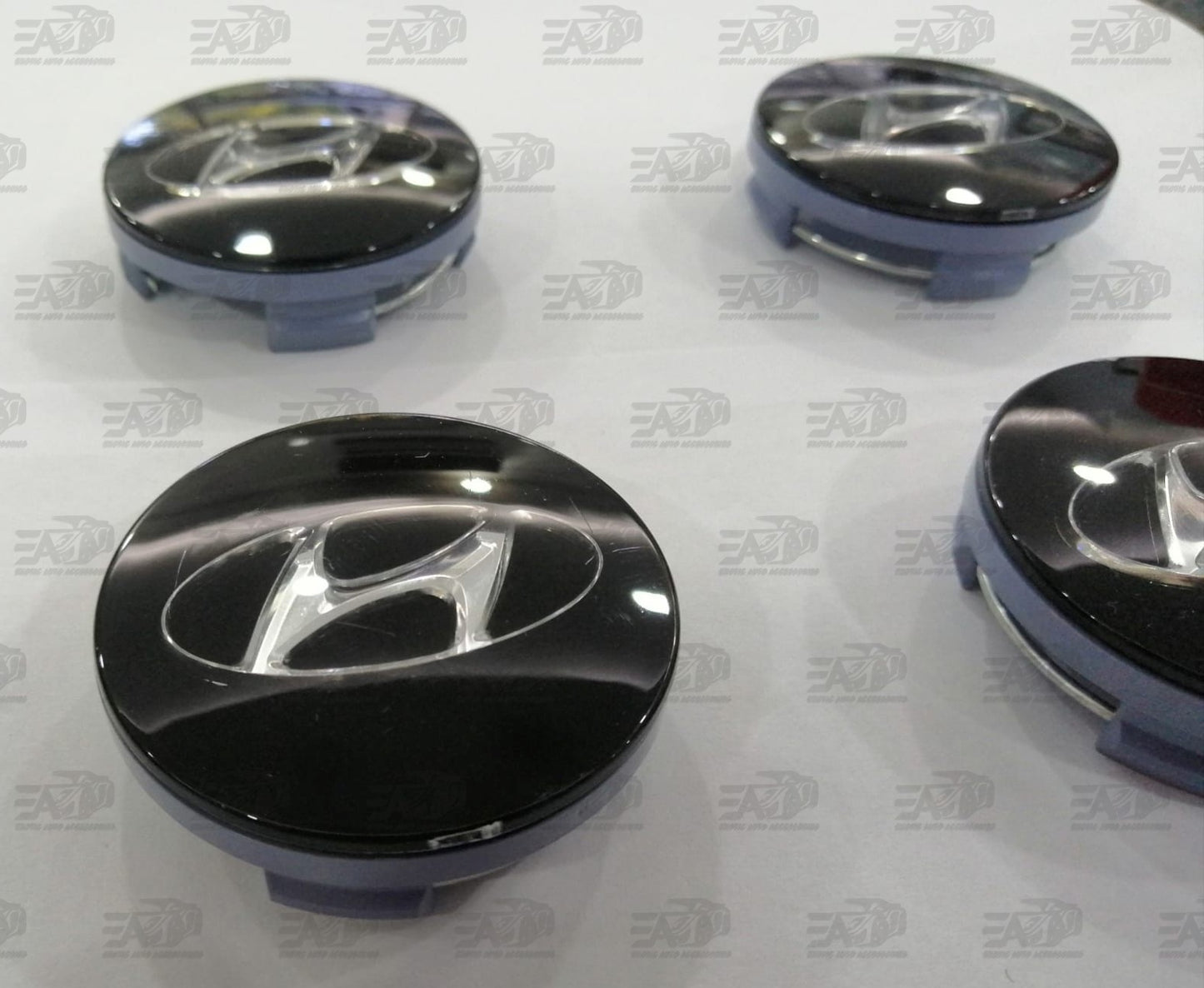 Hyundai gloss black center caps set 60mm