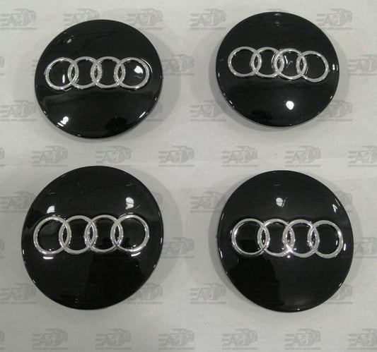 Audi gloss black center caps set 68mm