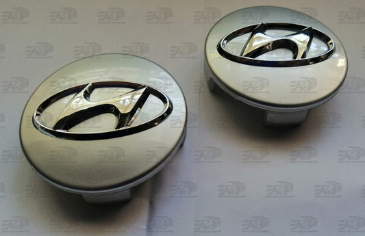 Hyundai silver center caps set 60mm