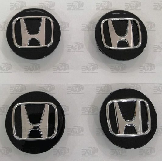Honda black with silver center caps set 69mm