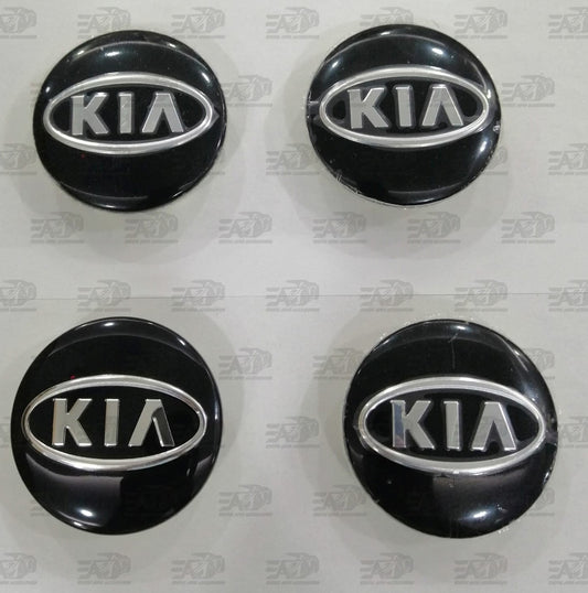 Kia black center caps set 58mm