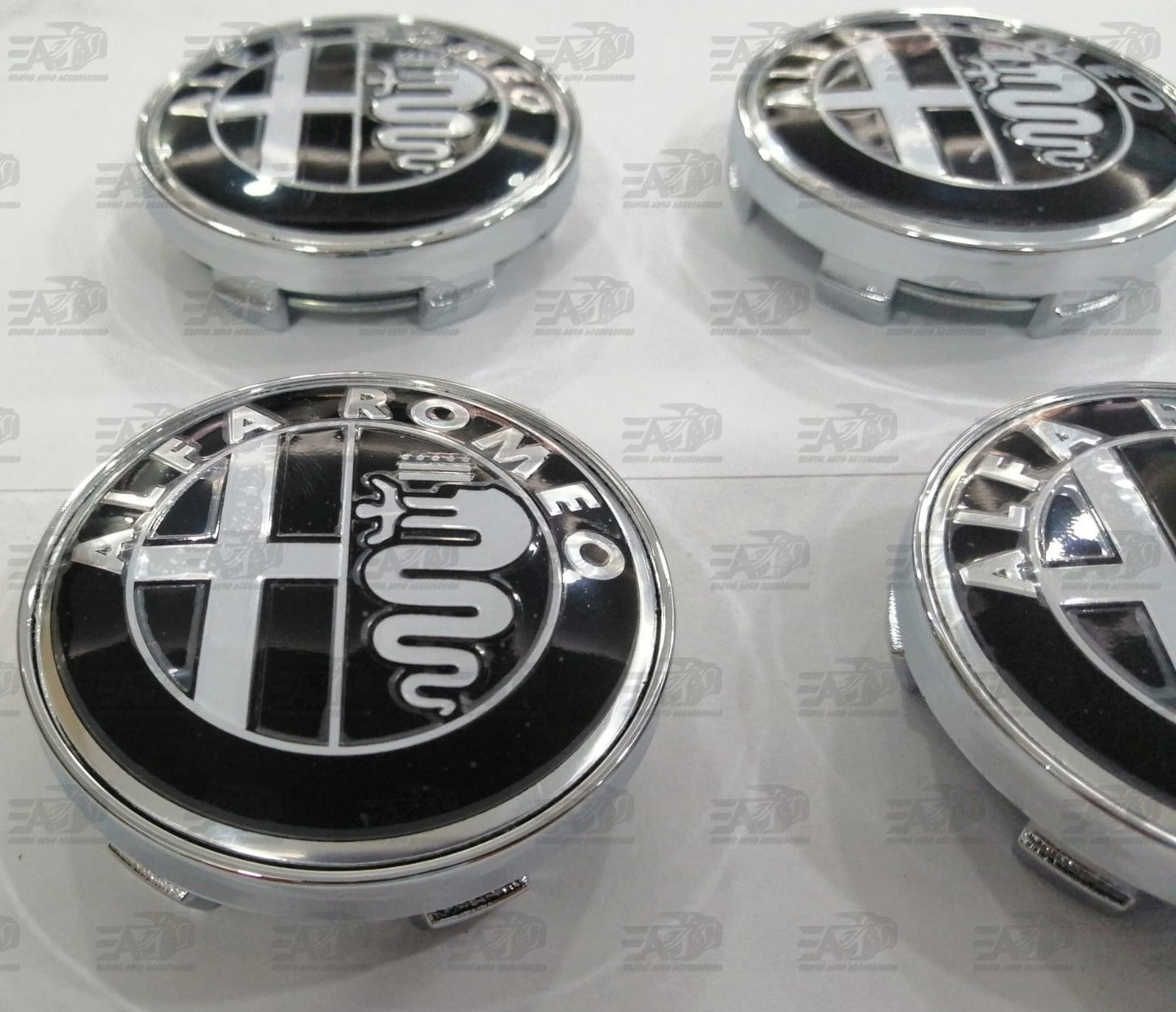 Alfa Romeo black center caps set 60mm
