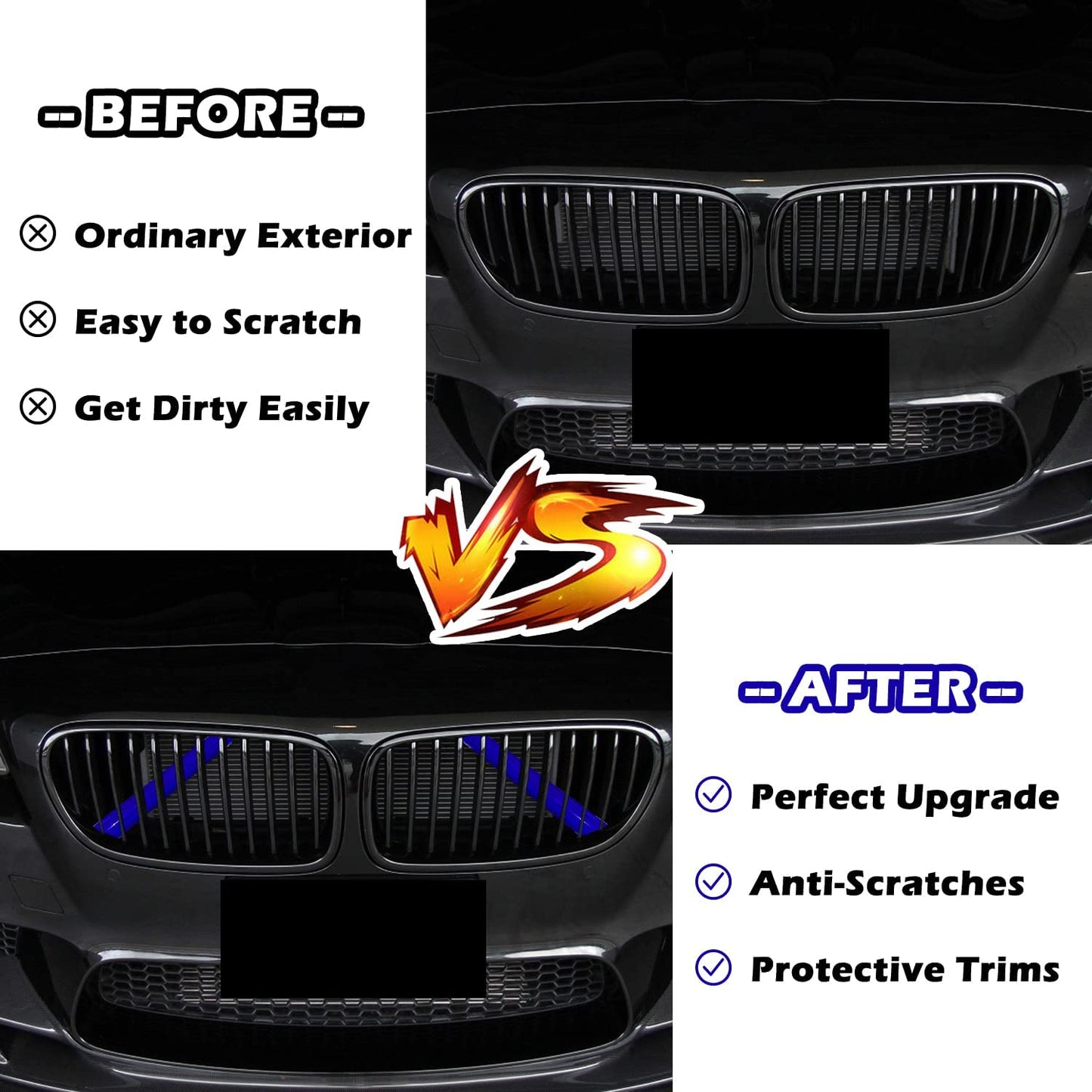 BMW blue inner grill rod covers