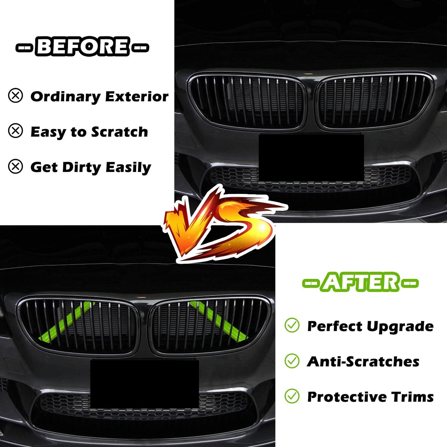BMW green inner grill rod covers
