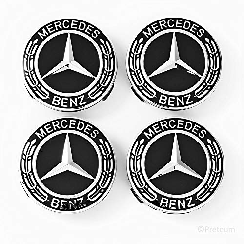 Mercedes-Benz black lettering center caps 4 piece 75mm