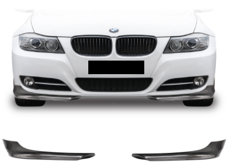 E90 LCI gloss black front splitters