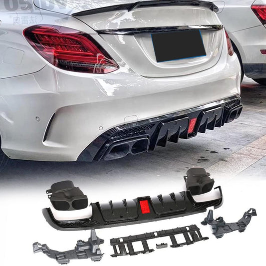 C-Class W205 to Brabus style diffuser with tailpipes