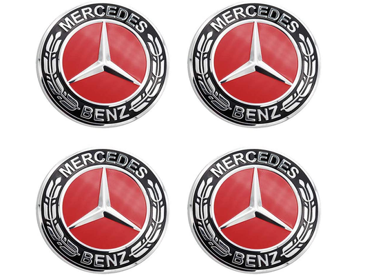 Mercedes-Benz red and black center caps 4 piece 75mm
