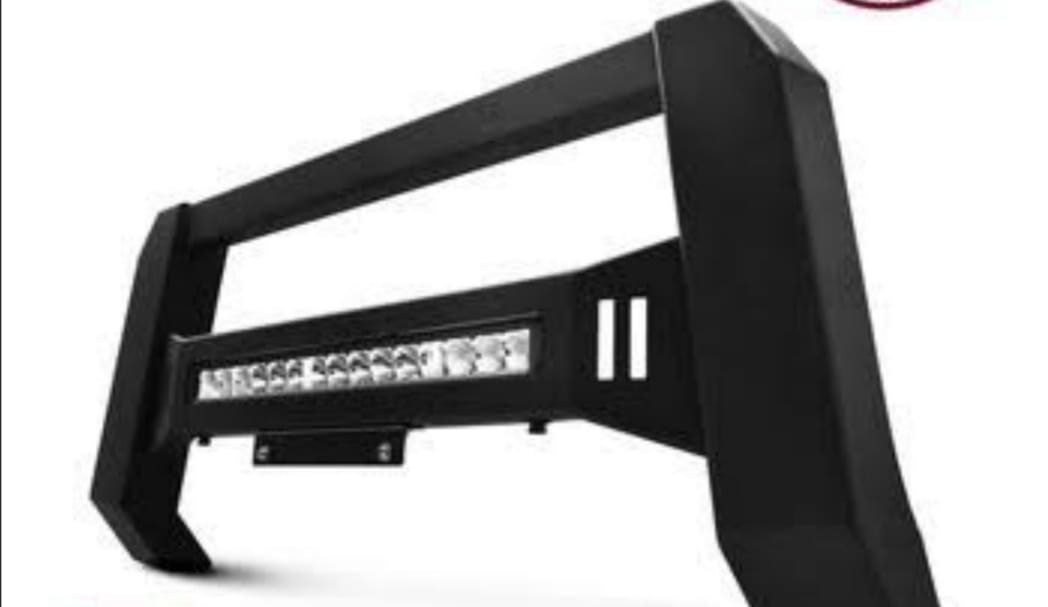 Ford Ranger T7/T8 black square nudge bar with LED bar