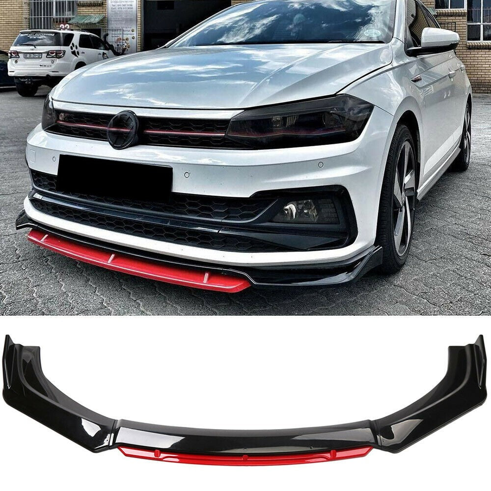 Polo 8 4-piece gloss black and red front lip