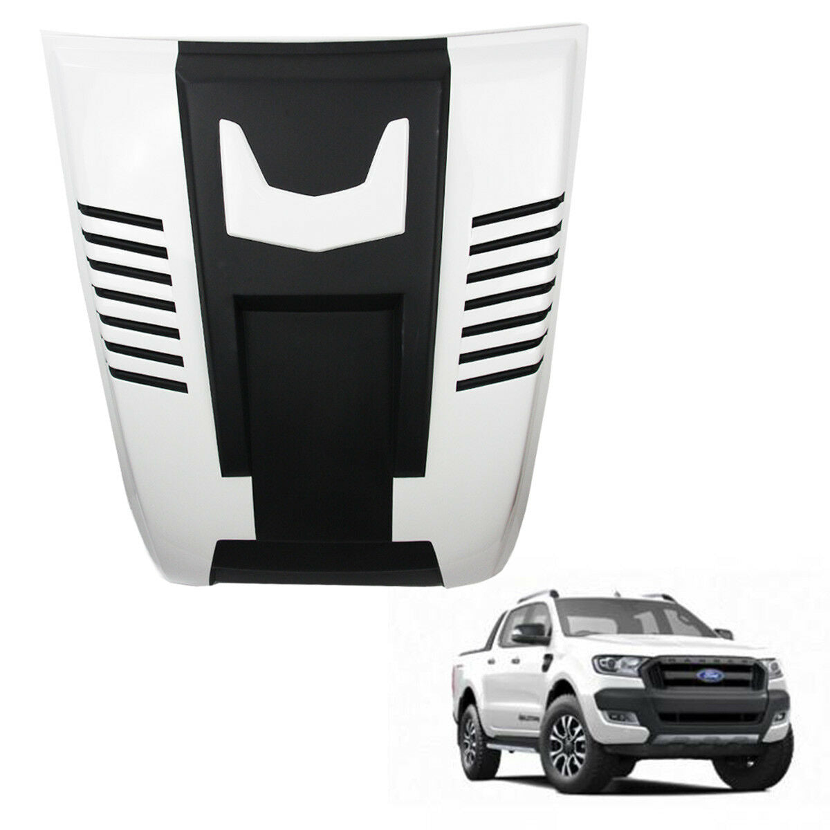 Ford Ranger black & white bonnet scoop 2012+