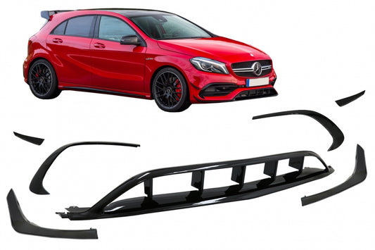 A-Class W176 gloss black front lip with canards